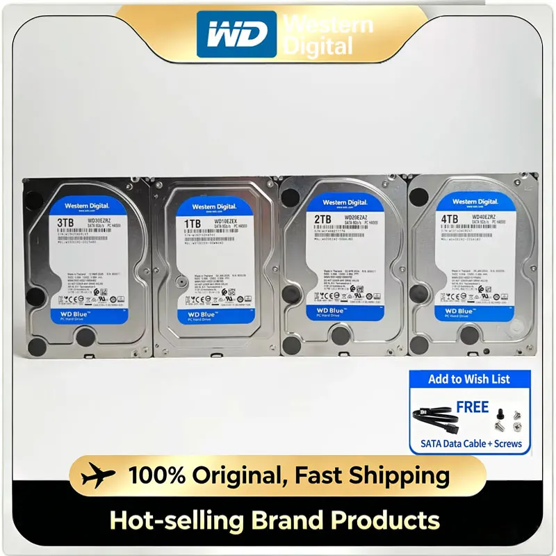 Western Digital WD Blue 3.5 Inch SATA III HDD 500GB/1TB/2TB/4TB/6TB 5400RPM Hard Disk for Desktop & Monitoring
Western Digital WD Blue 3.5 Inch SATA III HDD 500GB/1TB/2TB/4TB/6TB 5400RPM Hard Disk for Desktop & Monitoring