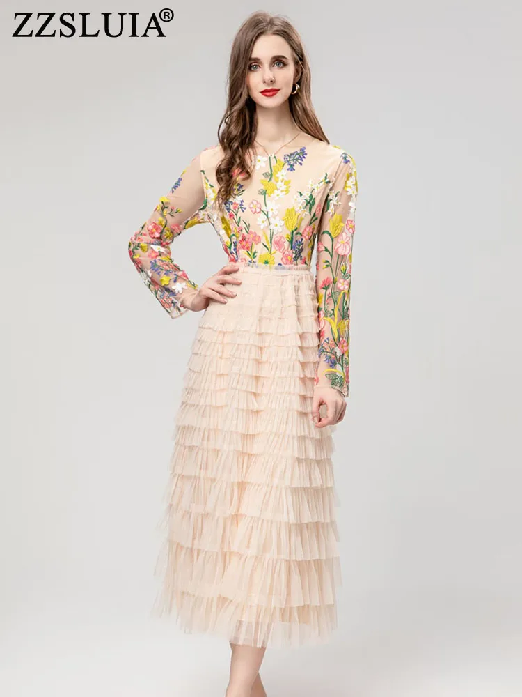 ZZSLUIA Prom Dresses For Women Heavy Embroidery Patchwork Designer Slim Long Dress Fashion Ruffles Ball Gown Elegant Dresses
ZZSLUIA Prom Dresses For Women Heavy Embroidery Patchwork Designer Slim Long Dress Fashion Ruffles Ball Gown Elegant Dresses