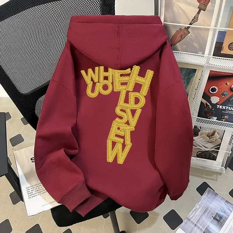 American Style Embroidered Letter Printed Hooded Sweatshirt for Women Autumn and Winter Velvet Thickened Top
American Style Embroidered Letter Printed Hooded Sweatshirt for Women Autumn and Winter Velvet Thickened Top