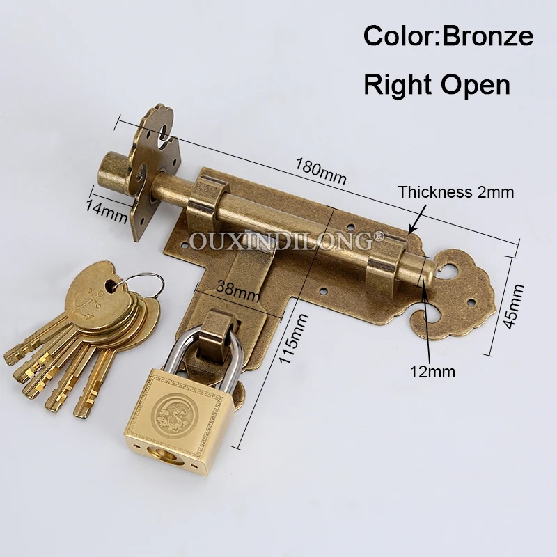 Classic 1PCS European Solid Brass Door Bolts Slide Bolt Gate Latch Door Bolts Gate Latch Door Lock Barrel Bolt with Padlock
Classic 1PCS European Solid Brass Door Bolts Slide Bolt Gate Latch Door Bolts Gate Latch Door Lock Barrel Bolt with Padlock