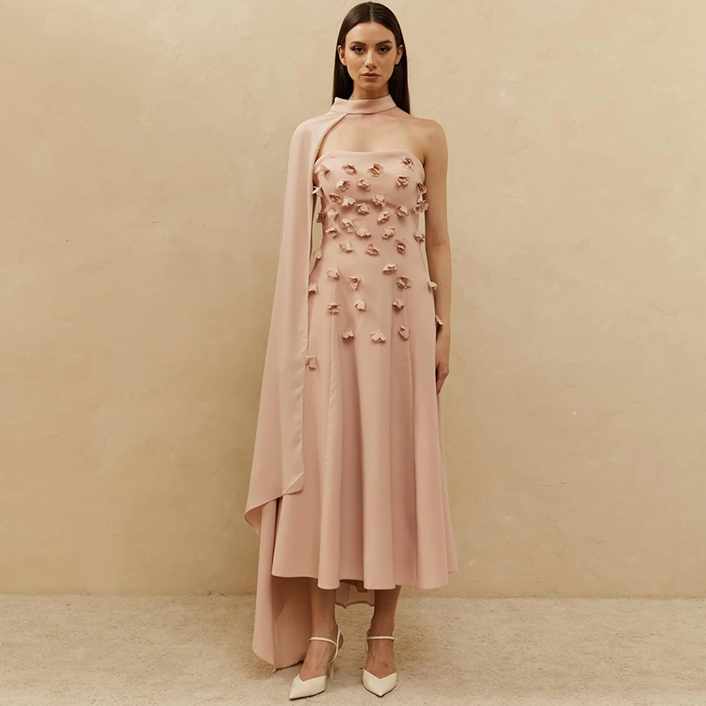 Elegant Jersey Customized Evening Dress Strapless Sleeveless Homecoming Dresses Flowers Buttons Back Special Occasion Gowns
Elegant Jersey Customized Evening Dress Strapless Sleeveless Homecoming Dresses Flowers Buttons Back Special Occasion Gowns