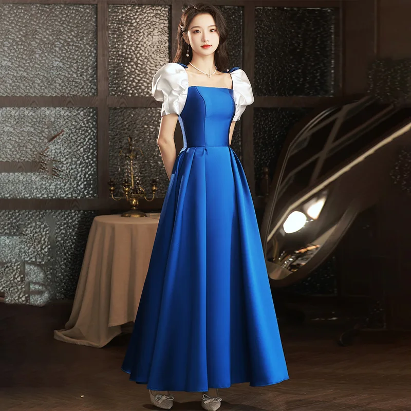 It's Yiiya Customized Evening Dress Blue Satin Short Sleeves Floor-Length Lace Up A-Line Plus size Woman Party Formal Gown A2804
It's Yiiya Customized Evening Dress Blue Satin Short Sleeves Floor-Length Lace Up A-Line Plus size Woman Party Formal Gown A2804