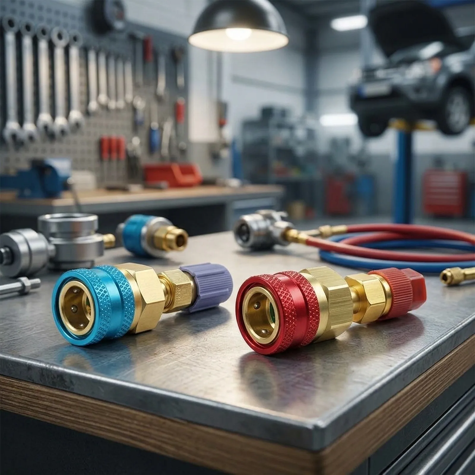 Air Conditioning Hose Charging Adapter for R1234YF and R134A with Low Side Quick Coupler for Direct Fit Applications