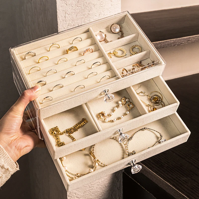 Luxury Acrylic Velvet Jewelry Storage Box Anti-Oxidation Earring Pin Necklace High End Precise Accessories Box Organizer
Luxury Acrylic Velvet Jewelry Storage Box Anti-Oxidation Earring Pin Necklace High End Precise Accessories Box Organizer