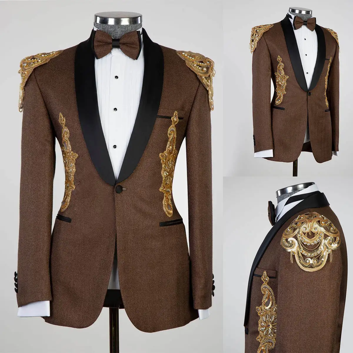 Luxury Men Suit 2 Pieces Blazer Pant Crystals Glitter Formal Office Male Prom Coat Groom Wedding Tuxedos Customized
Luxury Men Suit 2 Pieces Blazer Pant Crystals Glitter Formal Office Male Prom Coat Groom Wedding Tuxedos Customized