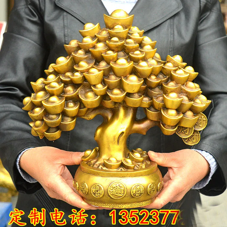 TOP GOOD HOME lobby office Shop Company FENG SHUI Money Drawing Talisman Good luck Gold ingot Money tree brass statue 29CM
TOP GOOD HOME lobby office Shop Company FENG SHUI Money Drawing Talisman Good luck Gold ingot Money tree brass statue 29CM