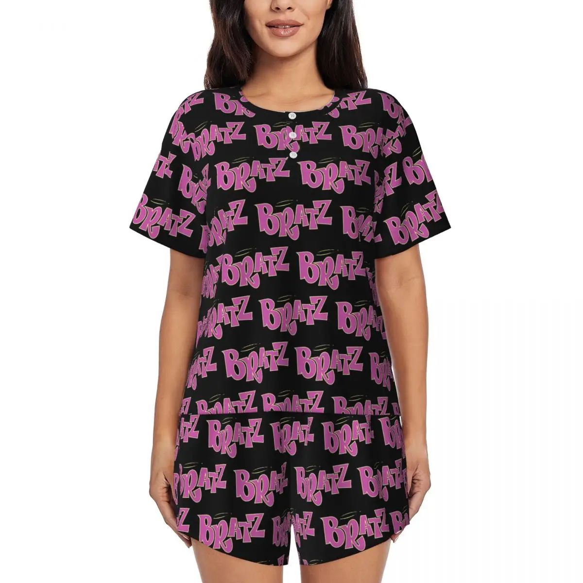 Bratz Logo Round Neck Short Sleeve Nightgowns for Sleeping Sleepshirts Women Soft Pajama Set Short Pants
Bratz Logo Round Neck Short Sleeve Nightgowns for Sleeping Sleepshirts Women Soft Pajama Set Short Pants
