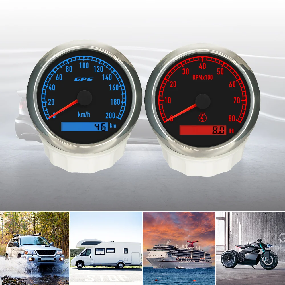 Rhaxel Boat Car 80MM GPS Speedometer 60K 80K 120K 200K with 4K 6K 7K 8K RPM Tachometer Gauge Set with 7 Colors Backlight 12V 24V
Rhaxel Boat Car 80MM GPS Speedometer 60K 80K 120K 200K with 4K 6K 7K 8K RPM Tachometer Gauge Set with 7 Colors Backlight 12V 24V