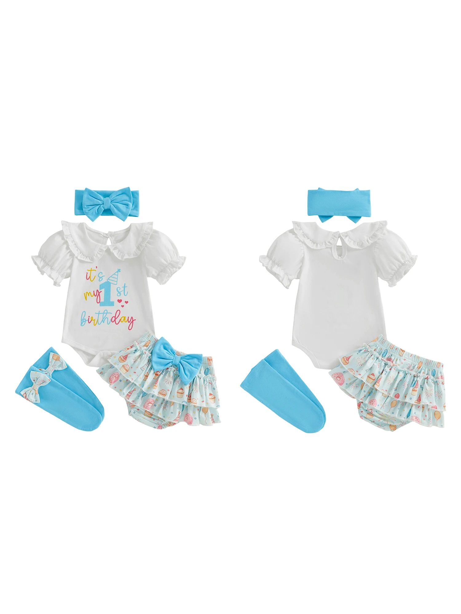 Toddler Girls Birthday Set Cute Short Sleeve Romper with Dessert Print Shorts Matching Hairband and Socks Summer Party
Toddler Girls Birthday Set Cute Short Sleeve Romper with Dessert Print Shorts Matching Hairband and Socks Summer Party
