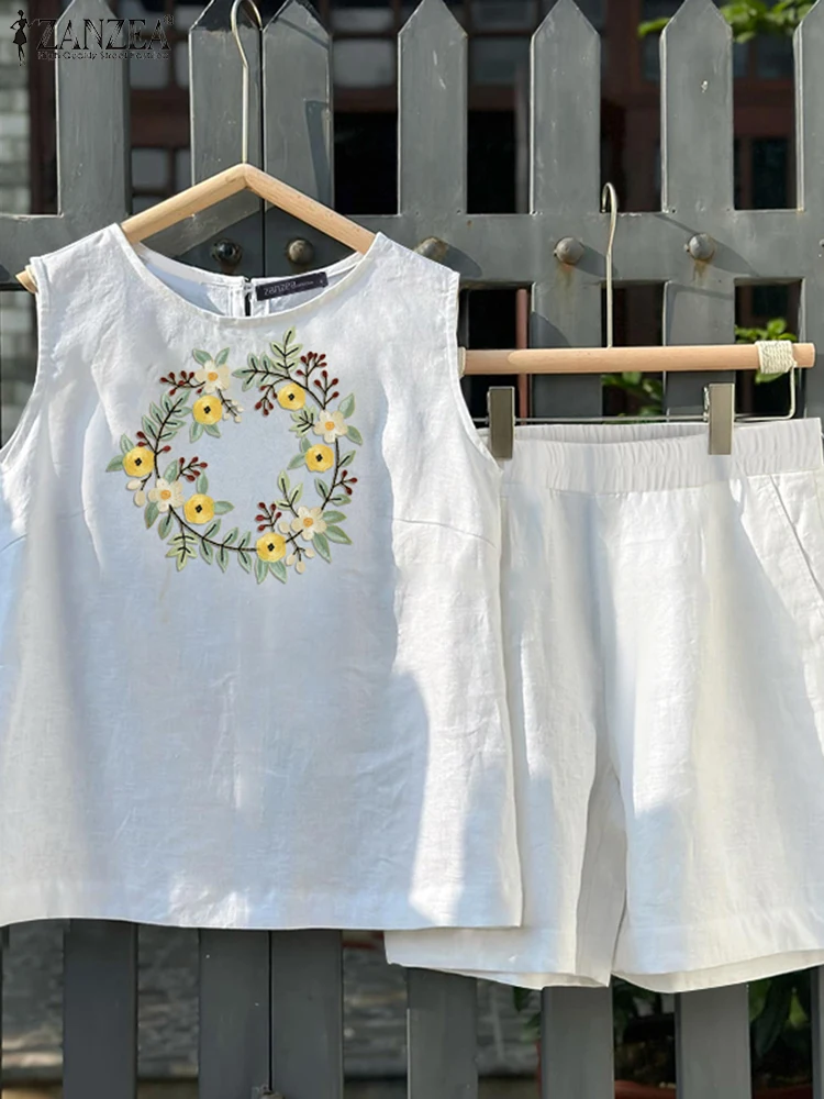 ZANZEA 2PCS Summer Short Sets Women Sleeveless Embroidery Floral Blouse Short Suits Casual Outfits Loose Tracksuits Matching Set
ZANZEA 2PCS Summer Short Sets Women Sleeveless Embroidery Floral Blouse Short Suits Casual Outfits Loose Tracksuits Matching Set