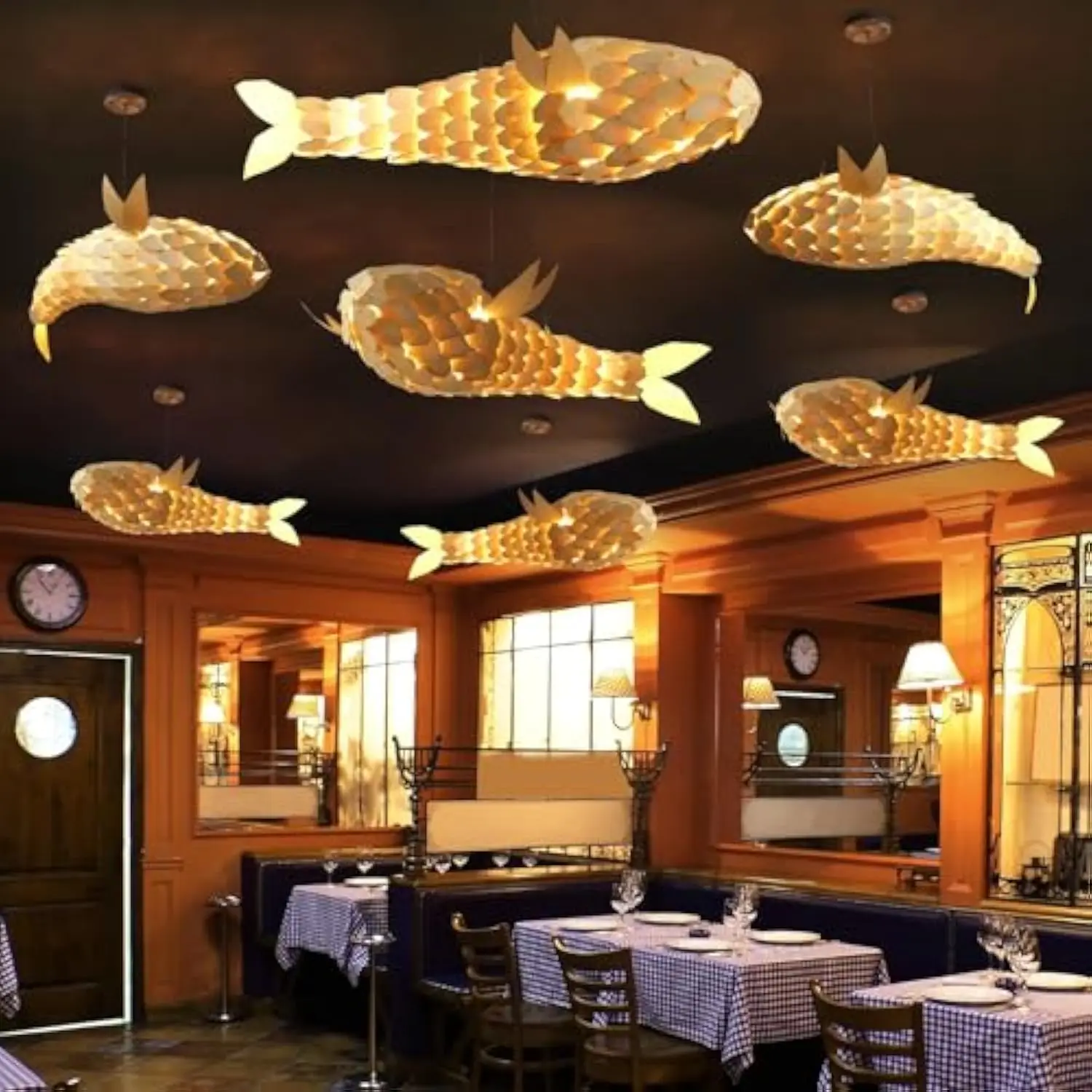 Wooden Fish Shaped Pendant Lights: 100cm Decorative Rustic Chandelier - Wood Hanging Lamp Fixture with Adjustable Cord for Isla
Wooden Fish Shaped Pendant Lights: 100cm Decorative Rustic Chandelier - Wood Hanging Lamp Fixture with Adjustable Cord for Isla