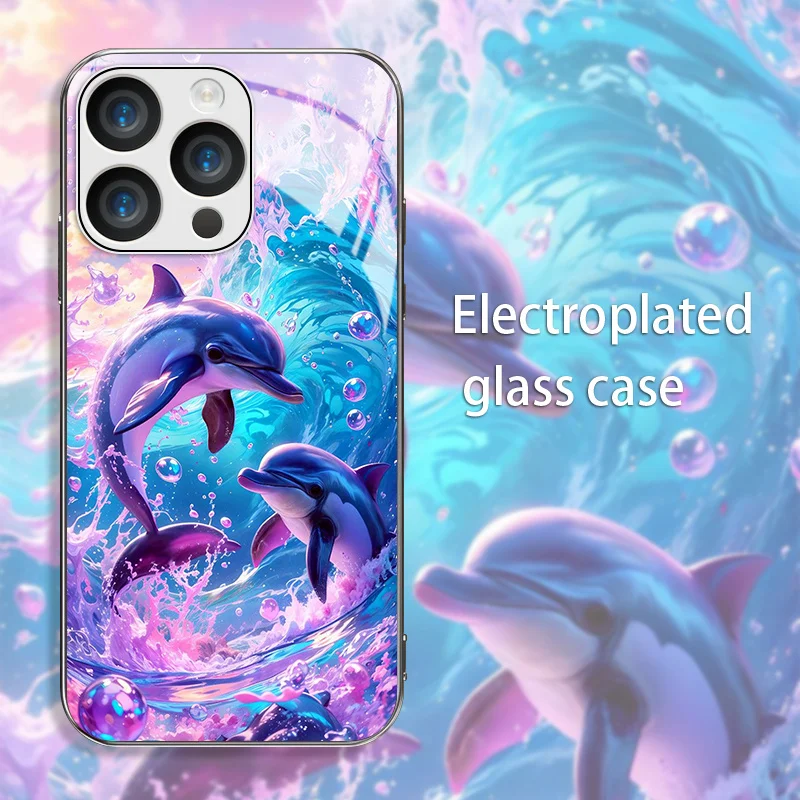Double Dolphin Patterned Electroplated Glass phone case , Suitable for Iphone 17, 16, 15, 14, 13, 12, 11, X, XR, XS, 8, 7, Plus
Double Dolphin Patterned Electroplated Glass phone case , Suitable for Iphone 17, 16, 15, 14, 13, 12, 11, X, XR, XS, 8, 7, Plus