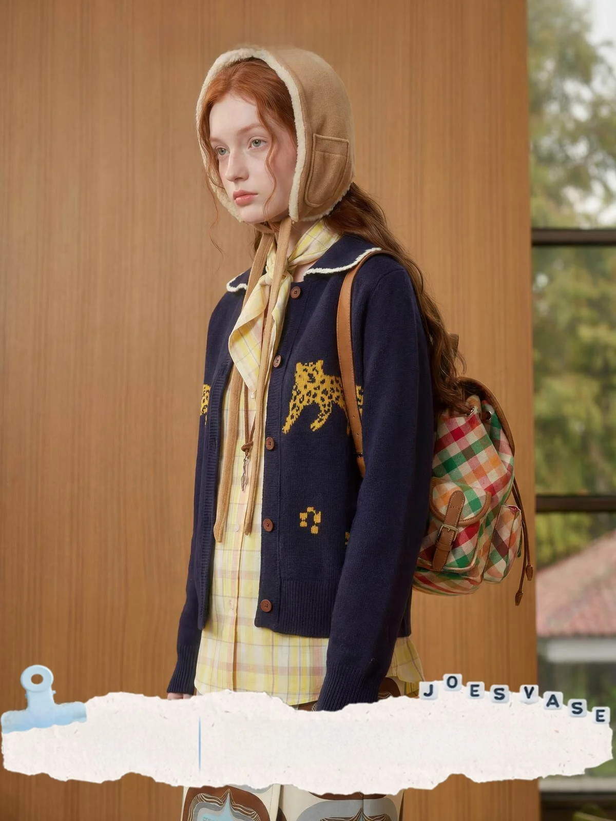Loose Fit Long Sleeve Knitted Sweater in Royal Blue with Leopard Print Collar Design by Yu Hua Zun And Lab for Spring 2026
Loose Fit Long Sleeve Knitted Sweater in Royal Blue with Leopard Print Collar Design by Yu Hua Zun And Lab for Spring 2026