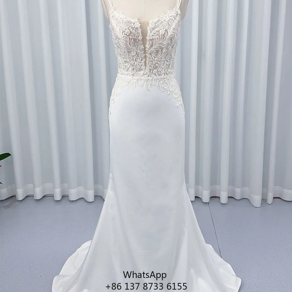 HX03 Modern Mermaid Wedding Dresses Satin With Embroidery Lace Slim Design Floor-Length Sequins Crystals Lace-up B
HX03 Modern Mermaid Wedding Dresses Satin With Embroidery Lace Slim Design Floor-Length Sequins Crystals Lace-up B