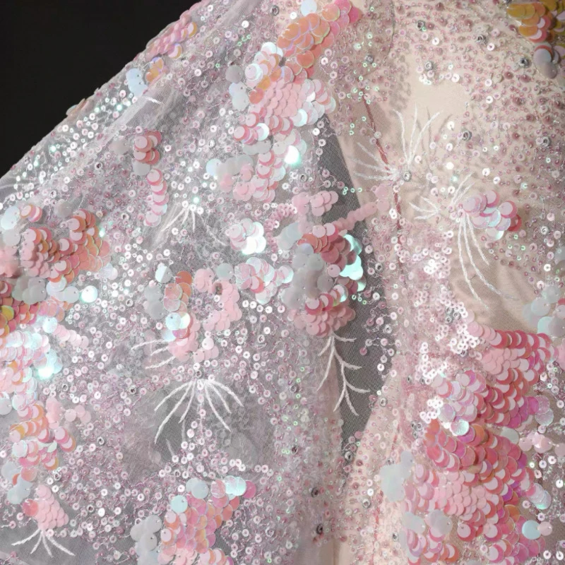 1yard Pink Crystal Sequin Mesh Fairy Embroidery Fabric for Wedding Dress Dress Background Designer Material DIY Sewing
1yard Pink Crystal Sequin Mesh Fairy Embroidery Fabric for Wedding Dress Dress Background Designer Material DIY Sewing