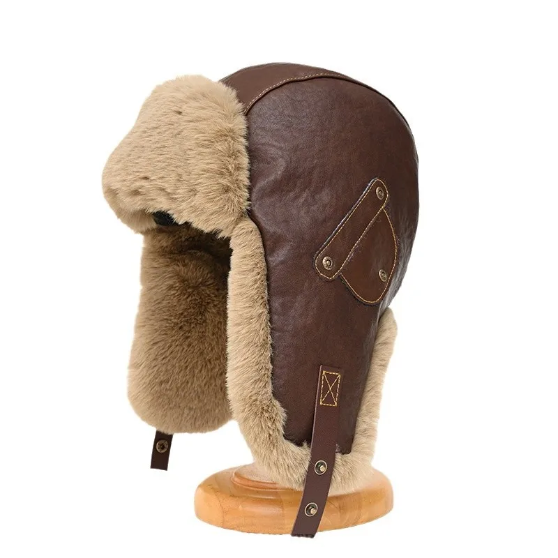 Шапка-бомбер из искусственной кожи с ушками, зимняя шапка-авиатор из мягкого меха для мужчин и женщин, толстая лыжная шапка, русская ушанка 
Шапка-бомбер из искусственной кожи с ушками, зимняя шапка-авиатор из мягкого меха для мужчин и женщин, толстая лыжная шапка, русская ушанка