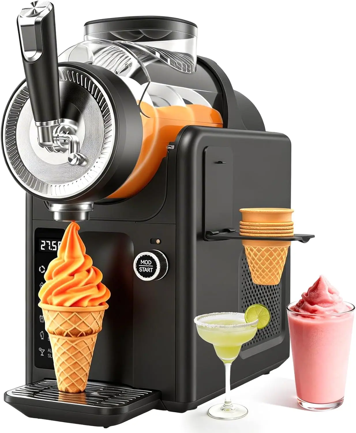 Slushie Machine No Ice Needed, 2-in-1 Frozen Drink & Soft Serve Ice Cream Maker, Self-Chilling Slushy Maker with 5 Presets
Slushie Machine No Ice Needed, 2-in-1 Frozen Drink & Soft Serve Ice Cream Maker, Self-Chilling Slushy Maker with 5 Presets