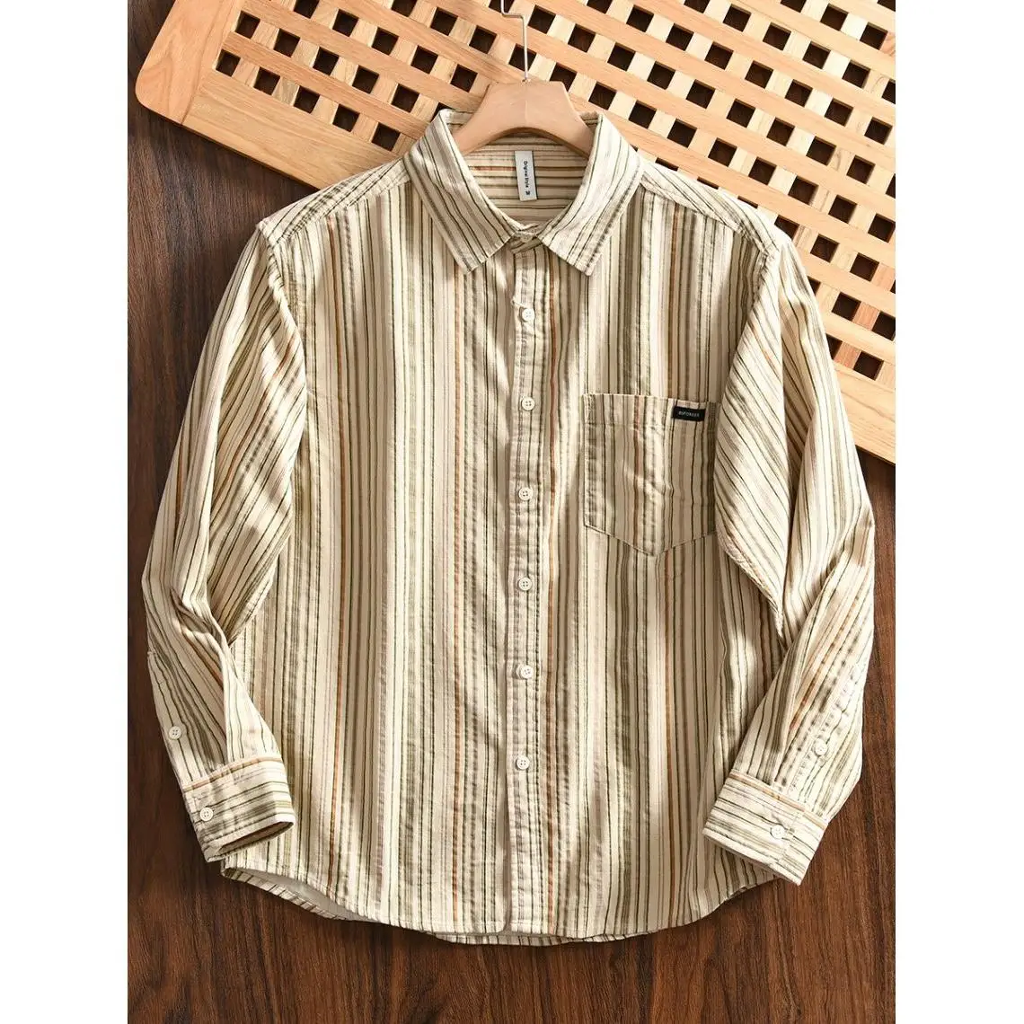 Retro Striped Long Sleeve Casual Shirt Men's Spring Velvet Loose Shirt American Style Polyester Fiber Youth Popular Daily Wear
Retro Striped Long Sleeve Casual Shirt Men's Spring Velvet Loose Shirt American Style Polyester Fiber Youth Popular Daily Wear