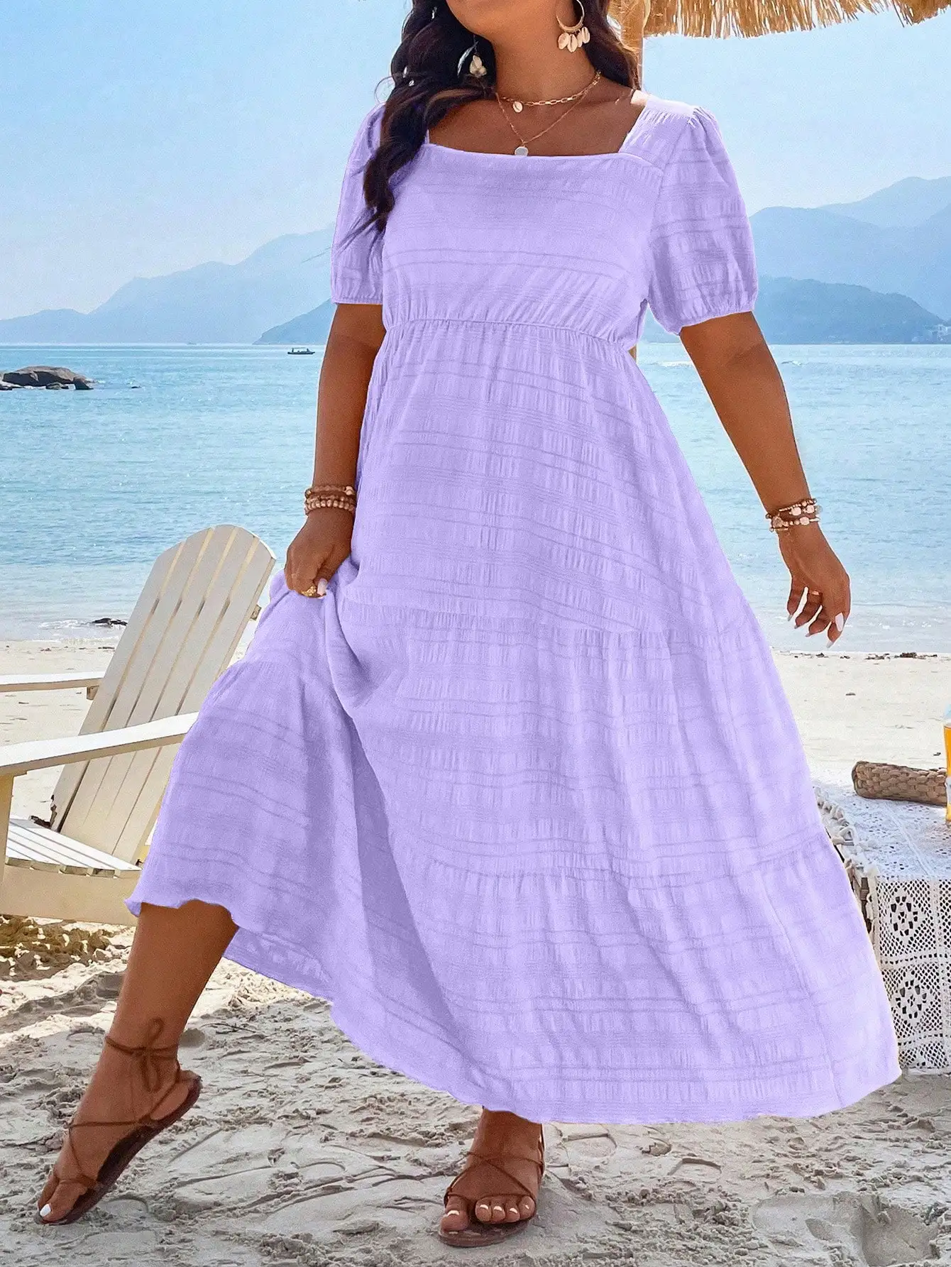 Square Neck Puff Sleeve Layered Hem Maxi Dress Beach Vacation Outfit Women
Square Neck Puff Sleeve Layered Hem Maxi Dress Beach Vacation Outfit Women