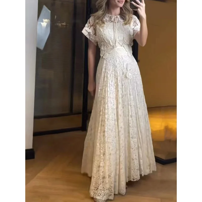 French Resort Style Dress 2025 Elegant Long Loose 3d Butterfly Patckwork Short Sleeve Slim Casual Lace Dress
French Resort Style Dress 2025 Elegant Long Loose 3d Butterfly Patckwork Short Sleeve Slim Casual Lace Dress