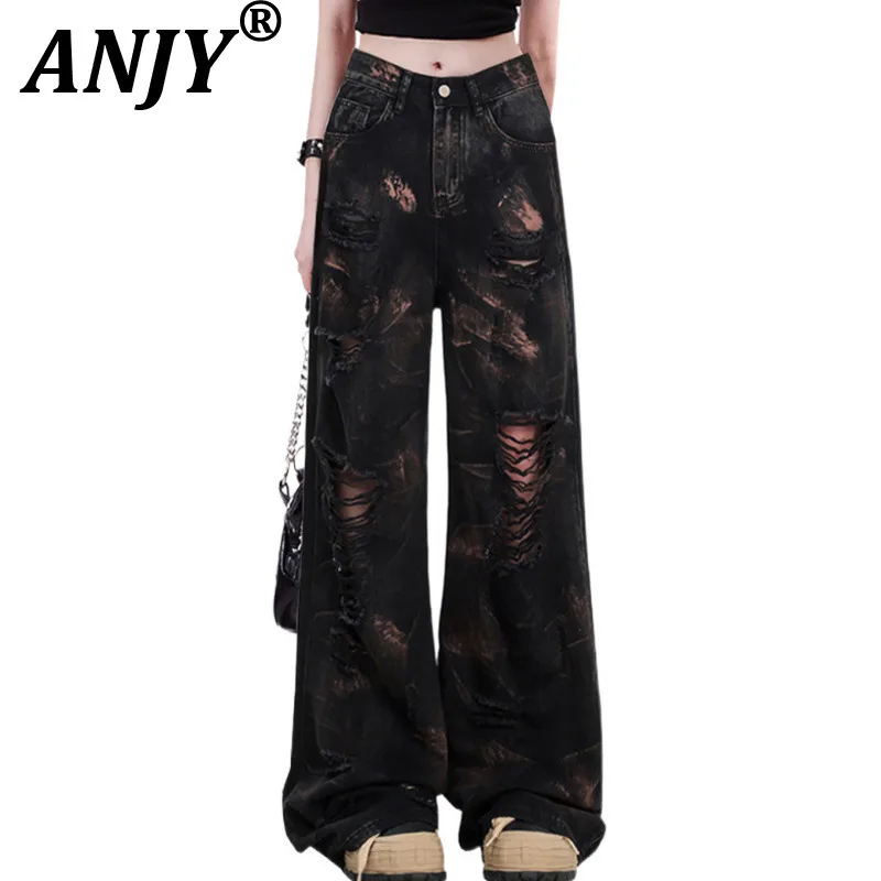 ANJY New Women Dark Tide Ripped Jeans Tie-Dye Straight Slimming Distressed Personality Streetwear Hip Hop Chic Denim Pants A9371
ANJY New Women Dark Tide Ripped Jeans Tie-Dye Straight Slimming Distressed Personality Streetwear Hip Hop Chic Denim Pants A9371