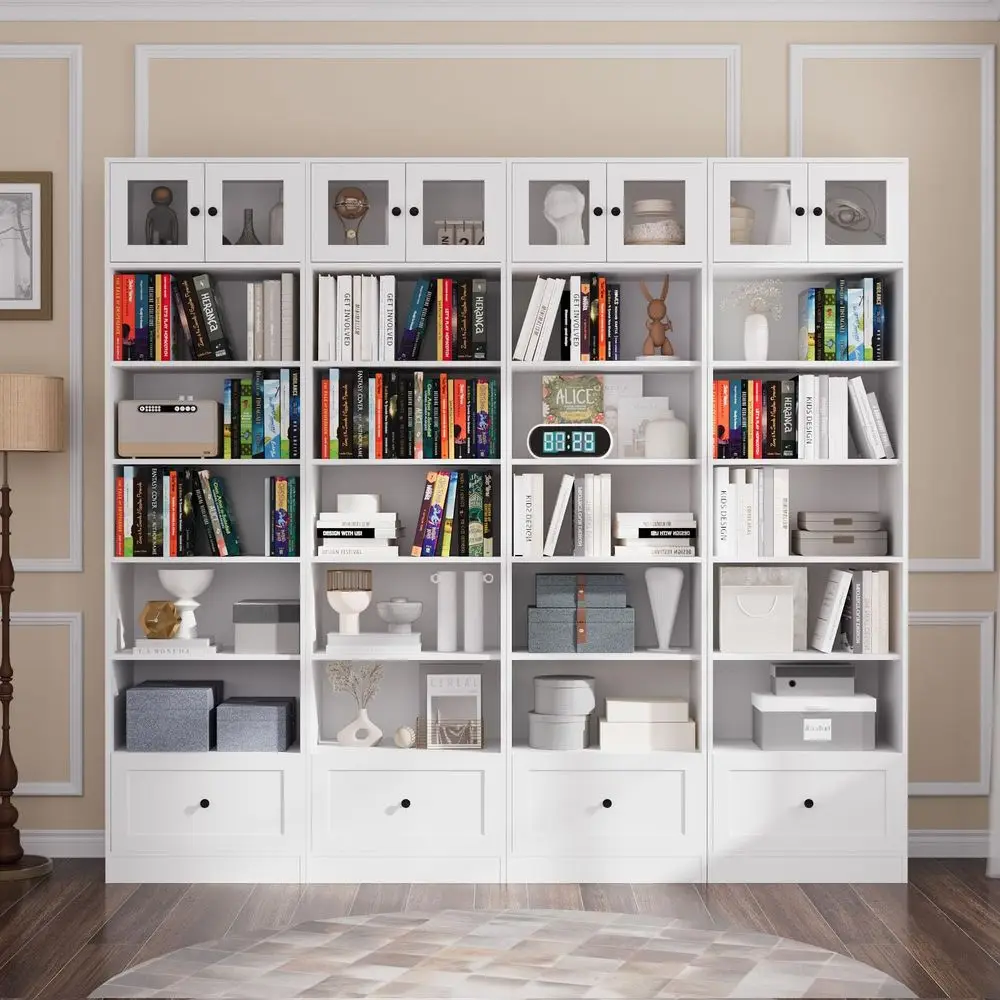 85.5 Inch Tall Bookshelf with Doors 7 Tier Bookcase with Glass Doors and Drawer, 23.6 Wide Storage Cabinet with Open Shelves fo
85.5 Inch Tall Bookshelf with Doors 7 Tier Bookcase with Glass Doors and Drawer, 23.6 Wide Storage Cabinet with Open Shelves fo