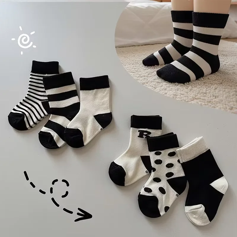 6 Pairs Kids Socks Mid-Calf Cozy Warm Letter & Stripe Pattern for Boys & Girls
6 Pairs Kids Socks Mid-Calf Cozy Warm Letter & Stripe Pattern for Boys & Girls