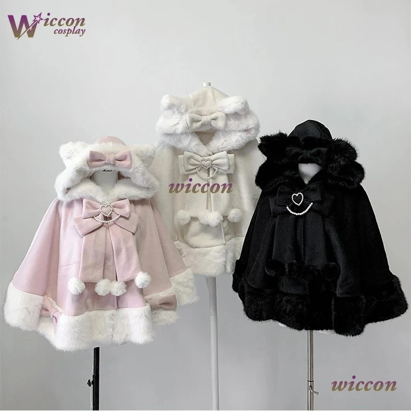 Uhaha Winter Japanese Lolita Cloak Overcoat Women Design Bow Hooded Patchwork Kawaii Cope Coat Harajuku Warm Fur Collar Coat
Uhaha Winter Japanese Lolita Cloak Overcoat Women Design Bow Hooded Patchwork Kawaii Cope Coat Harajuku Warm Fur Collar Coat