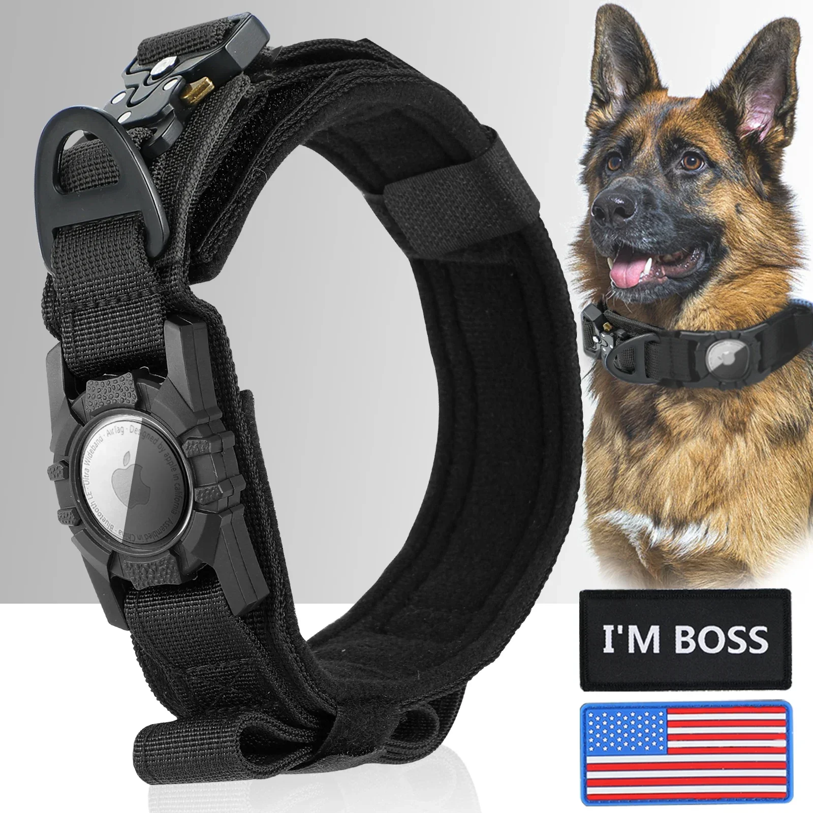 High end AirTag dog collars with handles, tactical dog collars for large dogs, and military dog collars with metal buckles
High end AirTag dog collars with handles, tactical dog collars for large dogs, and military dog collars with metal buckles