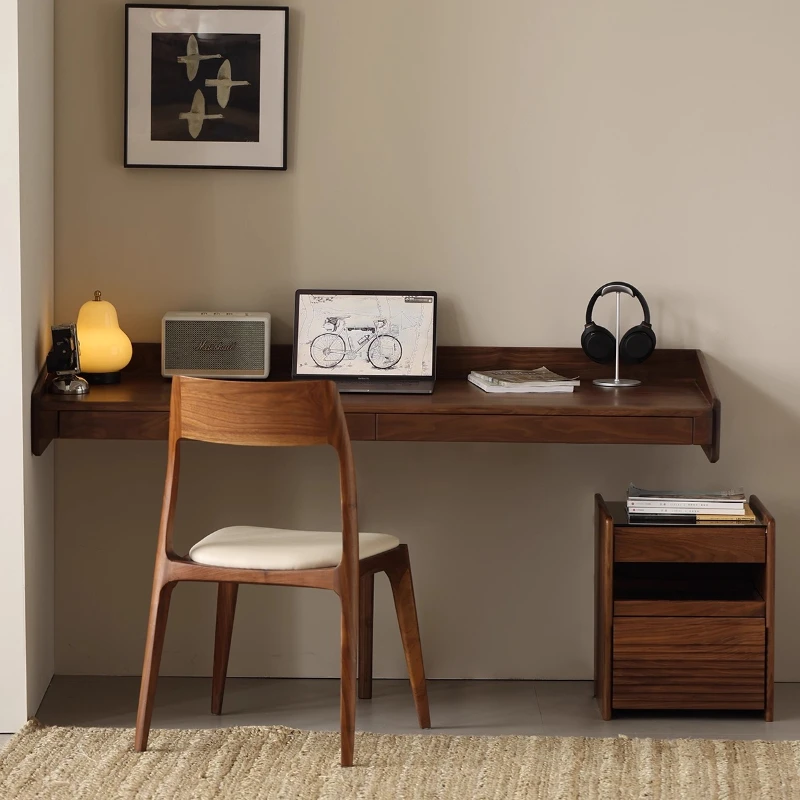 North American black walnut pure solid wood suspended desk suspended wall hanging desk household computer desk bay window table
North American black walnut pure solid wood suspended desk suspended wall hanging desk household computer desk bay window table