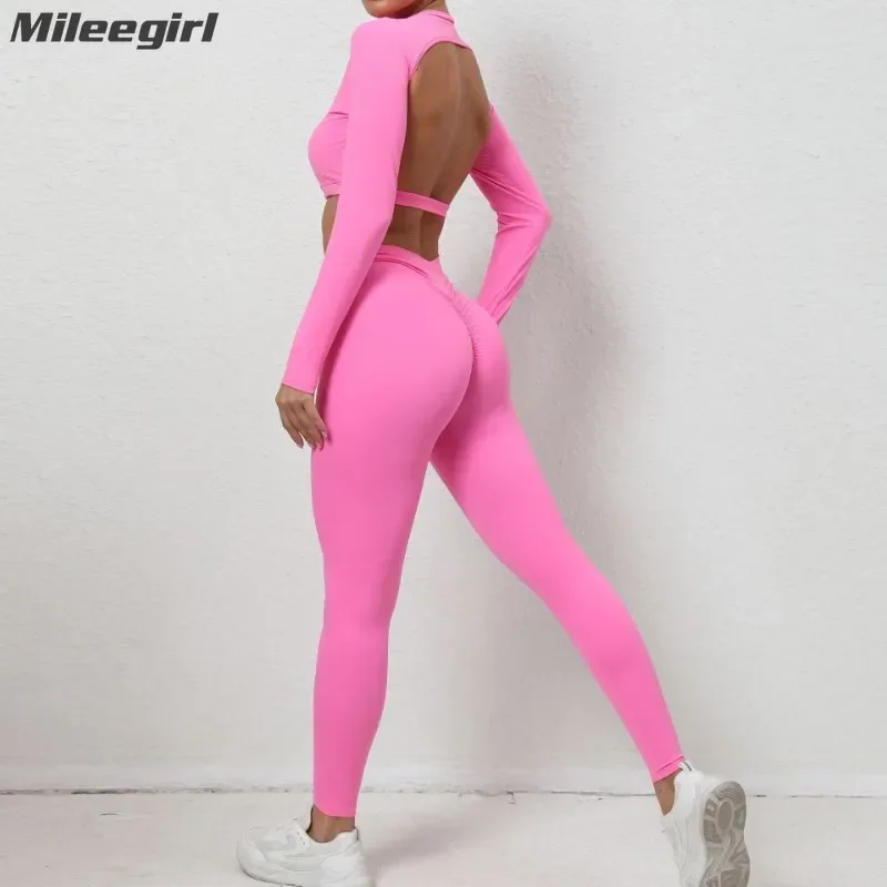 Seamless Yoga Set Women Long Sleeved Backless Crop Top Hip Lifting Yoga Pants Sports Set Quick Drying Exercise Set Fitness Suit
Seamless Yoga Set Women Long Sleeved Backless Crop Top Hip Lifting Yoga Pants Sports Set Quick Drying Exercise Set Fitness Suit