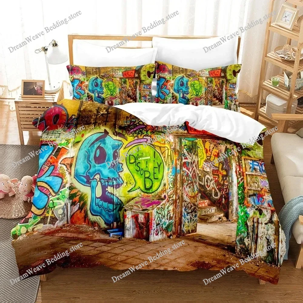 Graffiti Duvet Cover Set Youth Modern Wall Urban Street Art Painting Polyester King Queen Size Bedding Set with Pillowcases
Graffiti Duvet Cover Set Youth Modern Wall Urban Street Art Painting Polyester King Queen Size Bedding Set with Pillowcases