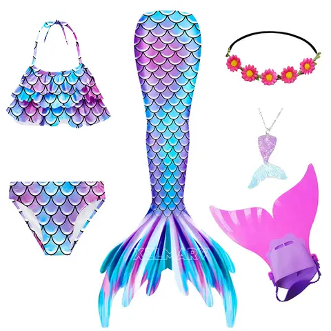 Mermaid Costume for Girl Mermaid Tail for Swimming Can Add Monofin Fin Girls Ariel Mermaid Costumes Cosplay Birthday Gift