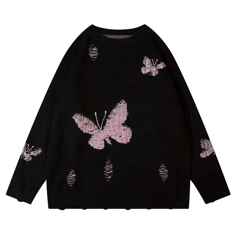 Harajuku Butterfly Print Knitted Sweaters Women Streetwear Hip Hop Destroyed Hole Ripped Pullovers Jumper Men Pull Homme Hombre
Harajuku Butterfly Print Knitted Sweaters Women Streetwear Hip Hop Destroyed Hole Ripped Pullovers Jumper Men Pull Homme Hombre