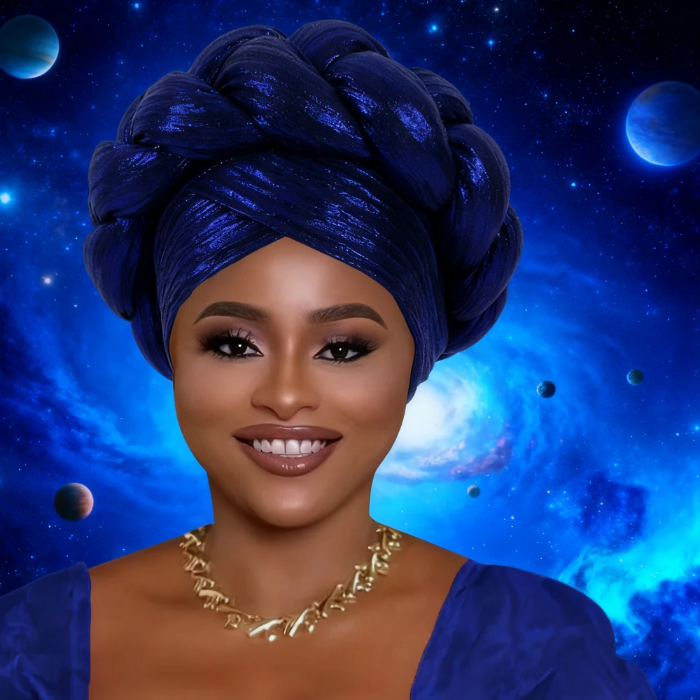 Bronzing African Headtie Braid Turban Caps for Women Nigeria Wedding Geles Party Headgear Headpiece Auto Gele Female Head Wraps
Bronzing African Headtie Braid Turban Caps for Women Nigeria Wedding Geles Party Headgear Headpiece Auto Gele Female Head Wraps