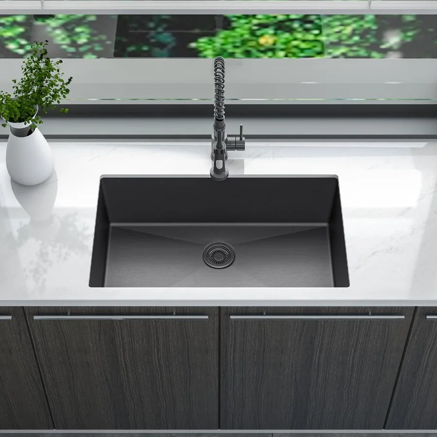 32 x 19 x 10 Undermount Single Bowl Kitchen Sink with 18 Gauge 304 Stainless Steel Black Finish for Modern Kitchen Renovations
32 x 19 x 10 Undermount Single Bowl Kitchen Sink with 18 Gauge 304 Stainless Steel Black Finish for Modern Kitchen Renovations