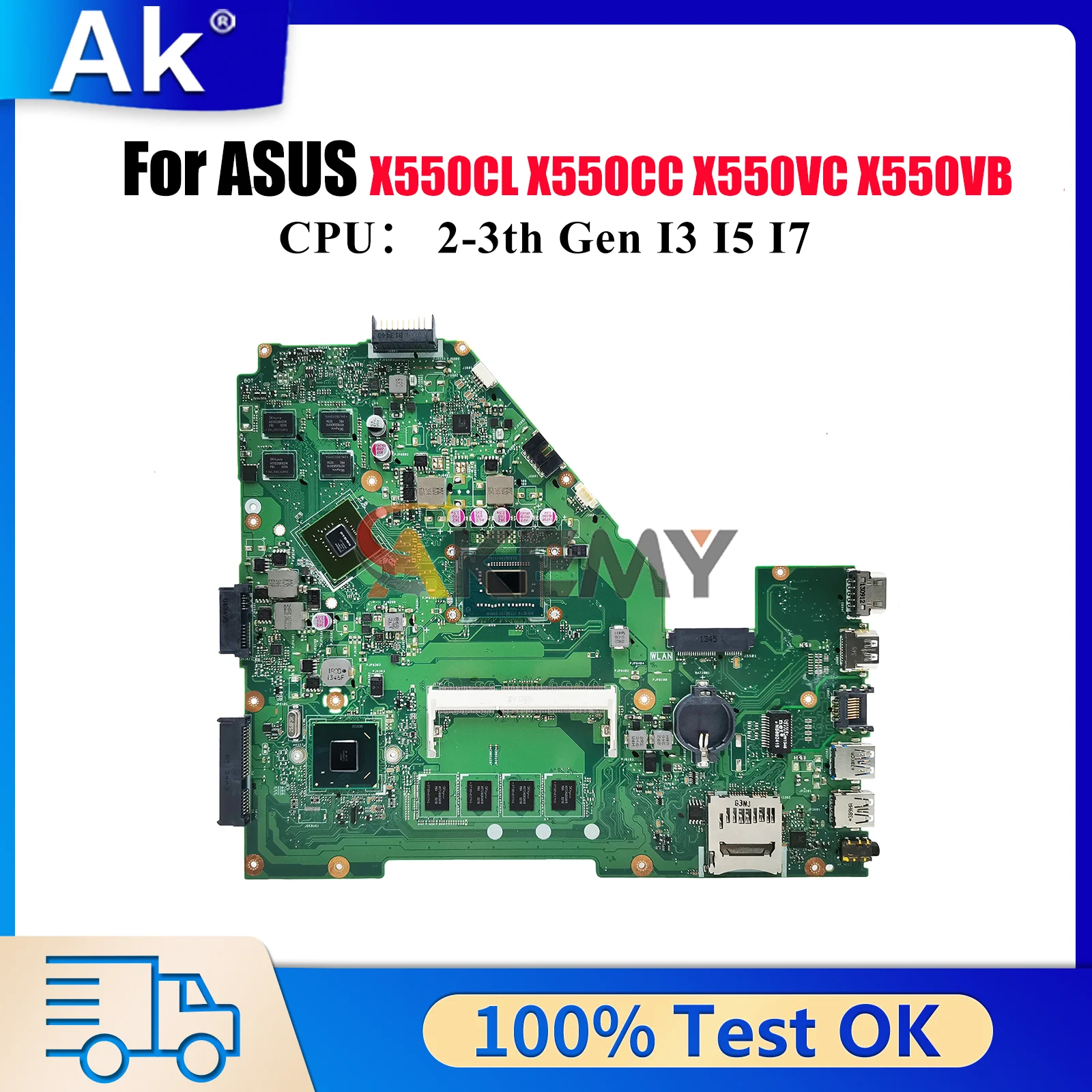 X550CC Laptop Motherboard For ASUS VivoBook R513C A550V X550VB X550CC X550C Y581C X550VC X550CL X552 Mainboard With I3 I5 I7 CPU
X550CC Laptop Motherboard For ASUS VivoBook R513C A550V X550VB X550CC X550C Y581C X550VC X550CL X552 Mainboard With I3 I5 I7 CPU