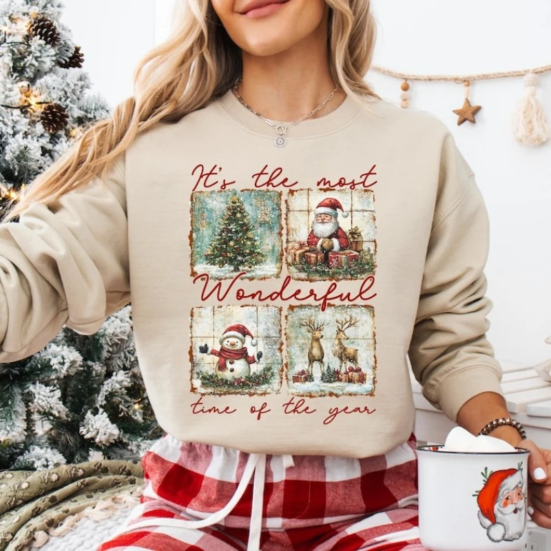 Vintage Christmas Sweatshirt, Snowman Reindeer Crew Neck Casual Fashion Soft Comfortable Outdoors Winter Thermal Hoodie Tops
Vintage Christmas Sweatshirt, Snowman Reindeer Crew Neck Casual Fashion Soft Comfortable Outdoors Winter Thermal Hoodie Tops