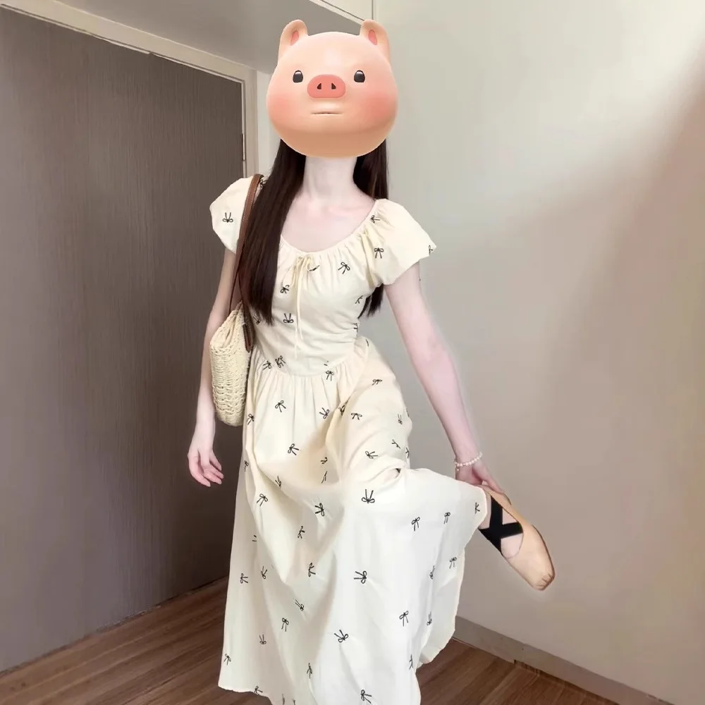 Elegant Floral Tie Bubble Sleeve Dress Women's Summer 2026 New Style Beautiful Long Dress Sweet High Waist A-Line Skirt
Elegant Floral Tie Bubble Sleeve Dress Women's Summer 2026 New Style Beautiful Long Dress Sweet High Waist A-Line Skirt