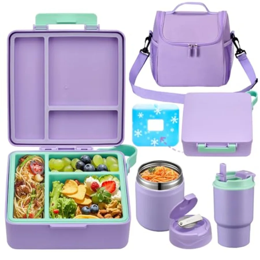 Bento Lunch Box for with 17oz Soup ThermoInsulated Tumbler Water Bottle and Insulated Lunch Bag Leak-Proof 3 Compartment Lunch
Bento Lunch Box for with 17oz Soup ThermoInsulated Tumbler Water Bottle and Insulated Lunch Bag Leak-Proof 3 Compartment Lunch