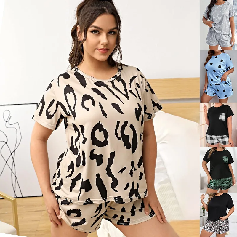SURI Plus Size XL-5XL Oversized Sleepwear Round Neck Women's Pajamas Sets Short Sleeve T-Shirt Shorts Pink Heart Print Loungwear
SURI Plus Size XL-5XL Oversized Sleepwear Round Neck Women's Pajamas Sets Short Sleeve T-Shirt Shorts Pink Heart Print Loungwear