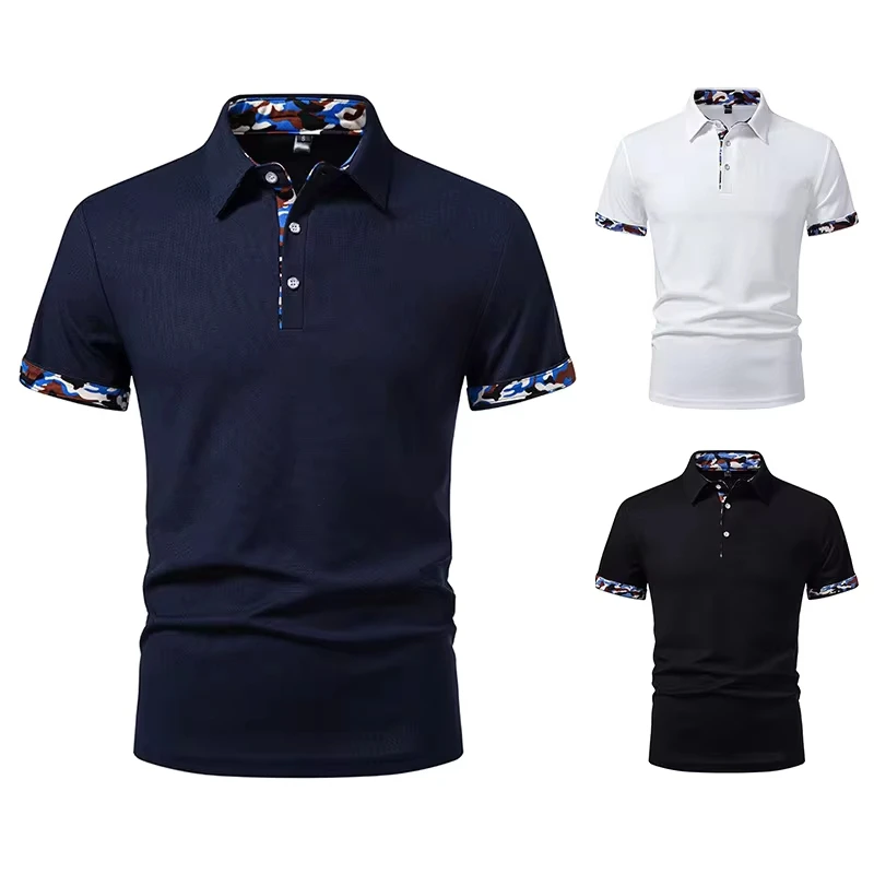 American Men's Bottoming Shirt Color Scheme New Men's Color Matching Lapel Sports Short-sleeved T-shirt
American Men's Bottoming Shirt Color Scheme New Men's Color Matching Lapel Sports Short-sleeved T-shirt