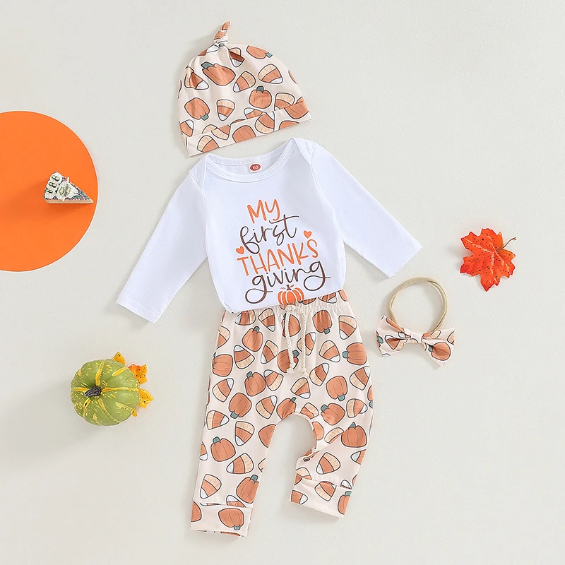 Baby Boys Girls Thanksgiving Outfits Long Sleeve Romper Pumpkin Pants Headband Hat Set Infant Clothes
Baby Boys Girls Thanksgiving Outfits Long Sleeve Romper Pumpkin Pants Headband Hat Set Infant Clothes