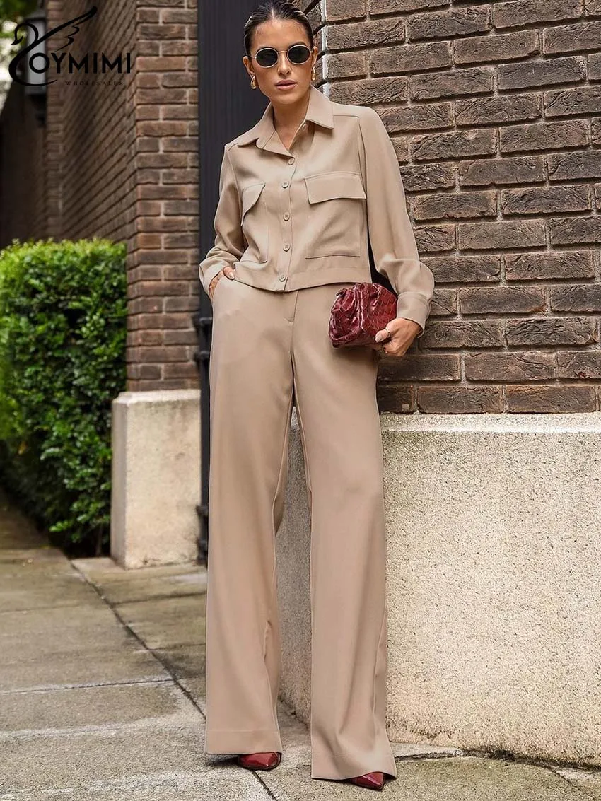 Oymimi Elegant Khaki Sets For Women 2 Pieces Fashion Lapel Long Sleeve Button Pockets Shirts And Simple Trousers Female Sets
Oymimi Elegant Khaki Sets For Women 2 Pieces Fashion Lapel Long Sleeve Button Pockets Shirts And Simple Trousers Female Sets