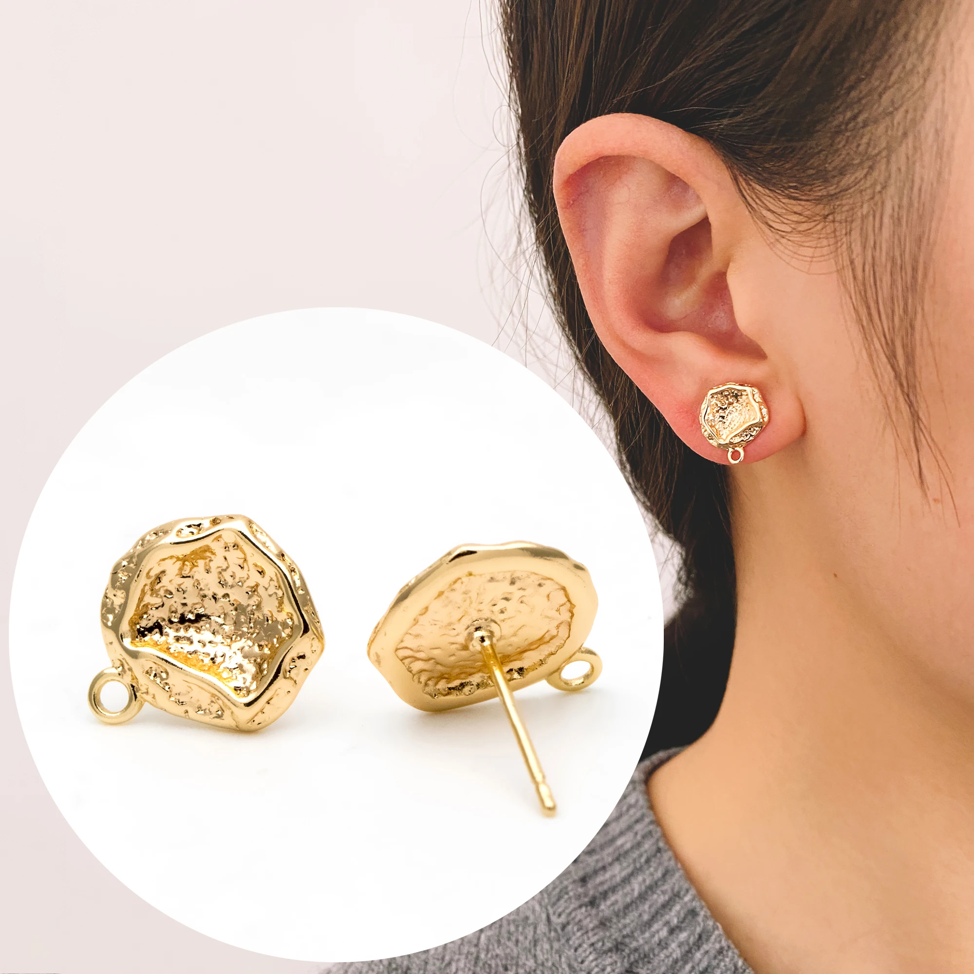 10pcs Irregular Earring Posts, 18K Gold Plated Brass, Stud Earring Components (GB-3330)
10pcs Irregular Earring Posts, 18K Gold Plated Brass, Stud Earring Components (GB-3330)