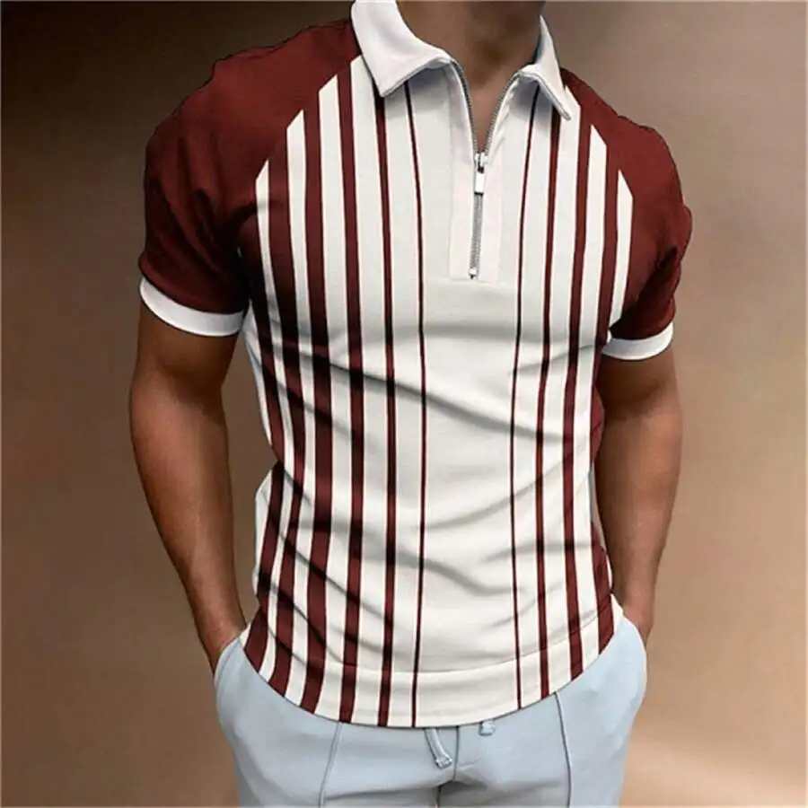 Mens Striped Shirt With Zipper Short Sleeve Casual Top
Mens Striped Shirt With Zipper Short Sleeve Casual Top