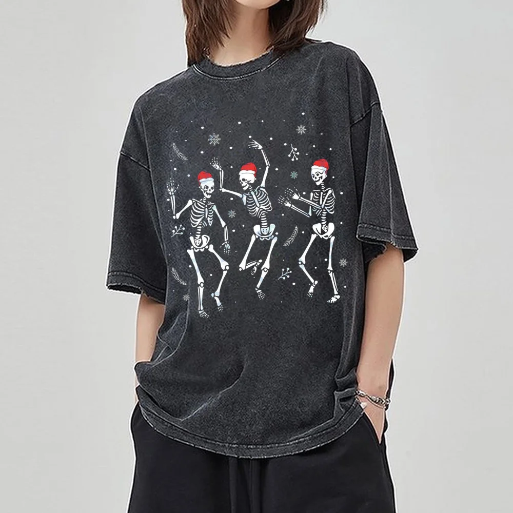 New Women's T-Shirt Skull Dancing Print Washed Denim Oversized Short Sleeve American Vintage Harajuku Style Top Basic
New Women's T-Shirt Skull Dancing Print Washed Denim Oversized Short Sleeve American Vintage Harajuku Style Top Basic