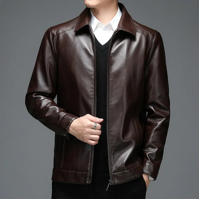 Winter Jacket Leather Jacket for Men Middle-aged Autumn Dad Lapel Loose Men Pu Leather Coat with Fleece Thickened Winter Coat
Winter Jacket Leather Jacket for Men Middle-aged Autumn Dad Lapel Loose Men Pu Leather Coat with Fleece Thickened Winter Coat