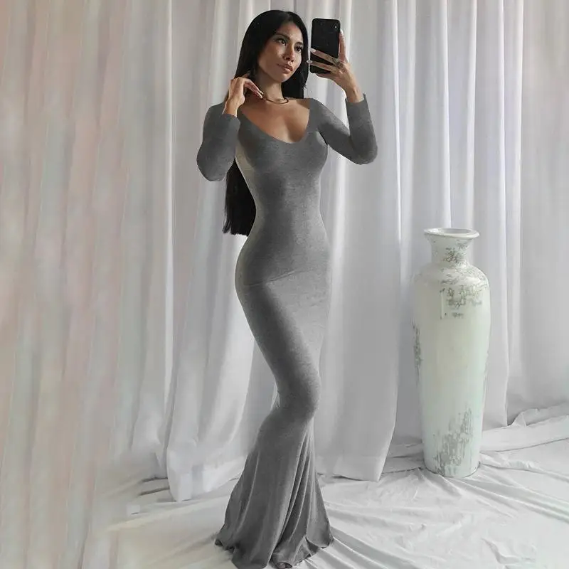 2025 Autumn Long Sleeve Dresses For Women Sexy V Neck Bodycon Solid Elegant Long Dress Y2k Skinny Trumpet Maxi Vestidos
2025 Autumn Long Sleeve Dresses For Women Sexy V Neck Bodycon Solid Elegant Long Dress Y2k Skinny Trumpet Maxi Vestidos