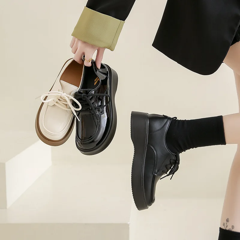 Woman Loafers College Style Double Shoelaces Tied with Skirts Leather Shoes Thick Soled Single Shoes Casual Loafers 2025
Woman Loafers College Style Double Shoelaces Tied with Skirts Leather Shoes Thick Soled Single Shoes Casual Loafers 2025